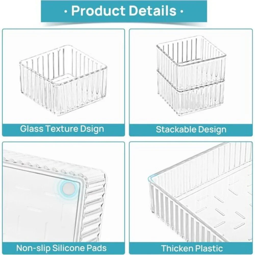 New 7 PCS Clear Drawer Organizers, Stackable Trays for Makeup, Office & Kitchen
